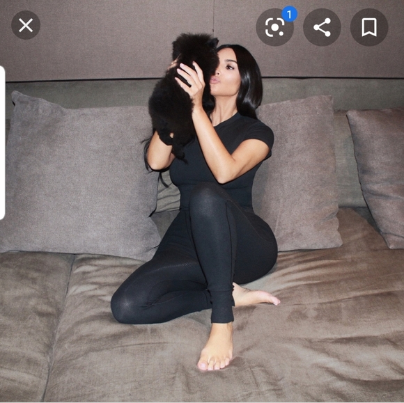 Skims Cotton Rib Thermal Black Leggings 